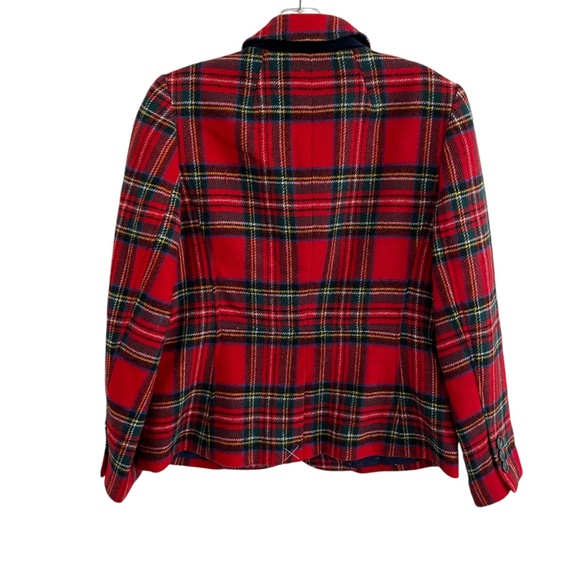 Talbots 4P Shetland Red Tartan Plaid Wool Blazer Holiday Christmas Winter 4 P - Picture 2 of 4